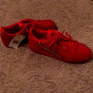 Red Adidas Continental 80s Leather Flatform